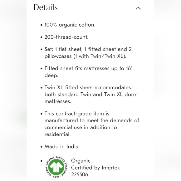 West Elm Washed 100% Organic Cotton Full Off White Sheet Set, Retail $129.00US - Picture 2 of 12